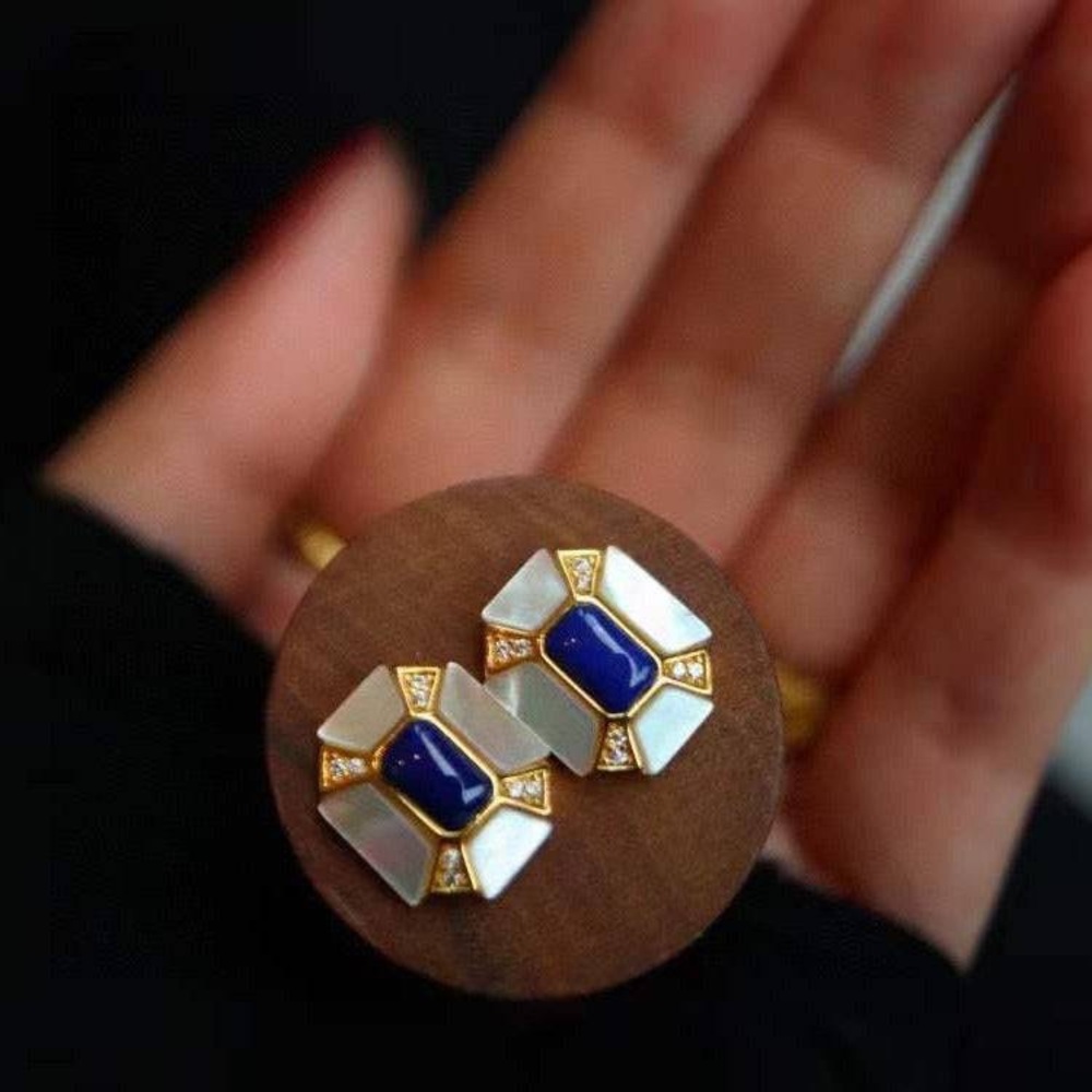 House of pearls lapis and pearl stud earrings